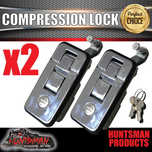 X2 Small Chrome Compression Lock for Tool Box, Camper Tradesman Trailer