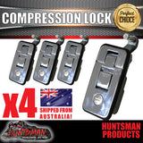 X4 Small Chrome Compression Lock, Push Latch for Tool Box, Camper Tradesman Trailer