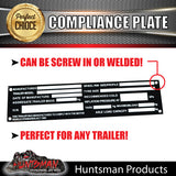 x1 Trailer Caravan Vin Aluminium Compliance plate