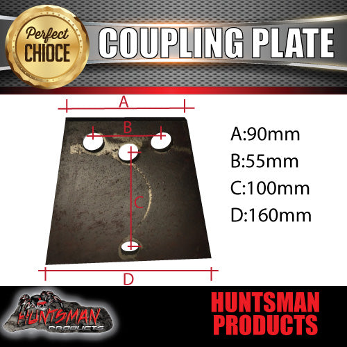 x1 6mm Thick 2/3/4 Hole Weld on Coupling Plate Suits 2 and 3 Hole Trailer Couplings