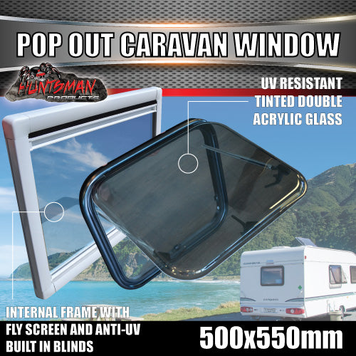 500mm x 550mm Caravan, Horse Float, Motorhome Push Out Window