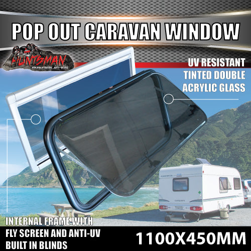 1100mm x 450mm Caravan, Motorhome, Horse Float Push Out Window