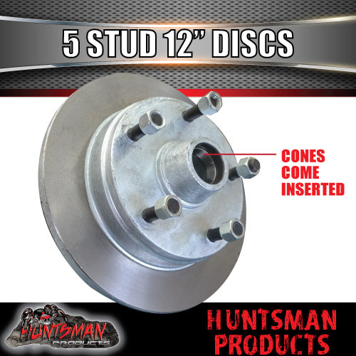 x2 12" Galvanised 5 Stud Trailer Discs 5/150 PCD. LM Koyo Bearings & Marine Seals