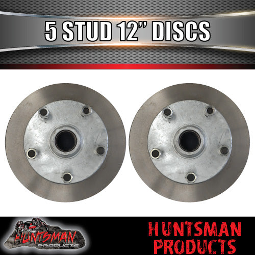 x2 12" Galvanised 5 Stud Trailer Discs 5/150 PCD. LM Koyo Bearings & Marine Seals