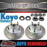 x2 12" Galvanised 5 Stud Trailer Discs 5/150 PCD. LM Koyo Bearings & Marine Seals