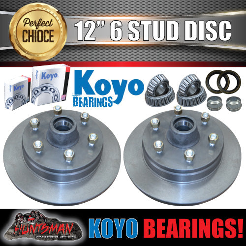 x2 12" Natural 6 Stud Trailer Discs suit Toyota 6/139.7 PCD + LM Koyo Bearings
