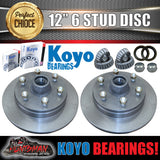 x2 12" Natural 6 Stud Trailer Discs suit Toyota 6/139.7 PCD + S/L Koyo Bearings