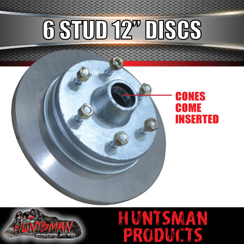 x2 12" Galvanised 6 Stud Trailer Discs 6/139.7 PCD. LM Bearings & Marine Seals