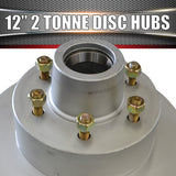 x2 12" Dacromet 2000kg 6 Stud Trailer Discs 6/139.7 & Bearing Kits. Alko Style Marine Seals