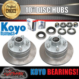 10" TRAILER GALVANISED DISC HUBS SUIT HT HOLDEN  X 2 WITH KOYO SLIMLINE (FORD) BEARINGS