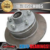 10" TRAILER GALVANISED DISC HUBS SUIT FORD  X 2 WITH KOYO SLIMLINE (FORD) BEARINGS