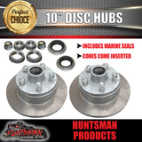 10" HT TRAILER GALVANISED DISC HUBS.  X 2 WITH LM HOLDEN BEARINGS
