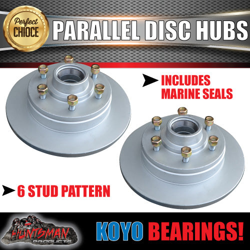 x2 12" Dacromet 6 Stud Parallel Trailer Discs & Japanese Bearings.
