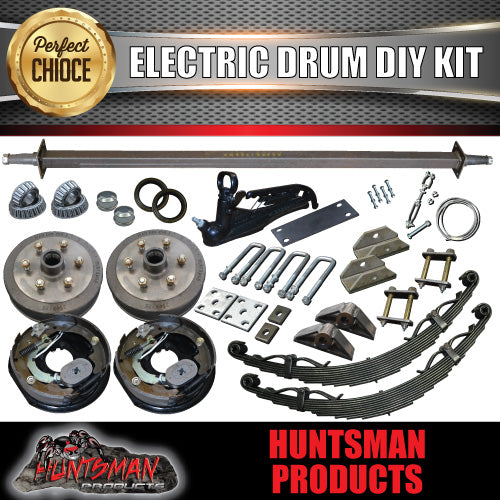 2500KG DIY Off Road Trailer Kit. Outback Springs, Electric Brakes. Electric Coupling