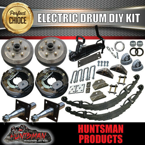 2000KG DIY Off Road Trailer Kit. Outback Springs, 12" Brakes Stub Axles coupling