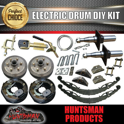 2000KG DIY Off Road Trailer Kit Outback Springs 12" Brakes Stub Axles poly Block