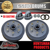 2X Trailer 10" Drums Suit 6 Stud D40. NP300 6/114.3 PCD & L/M Holden Bearings