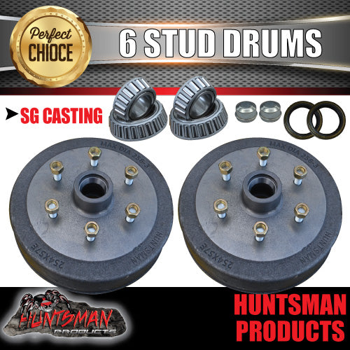 2X Trailer 10" Drums Suit 6 Stud D40. NP300 6/114.3 PCD & L/M Holden Bearings