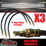 3x TRAILER HYDRAULIC RUBBER FLEXI BRAKE HOSE. 500MM. MALE / MALE.