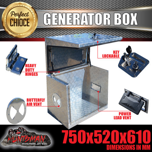 Ute Generator Box Large Aluminium Generator Box. 750mm x 510mm For Caravan Trailer Utes ...