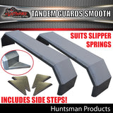 x2 Tandem Smooth Trailer Caravan Mudguards & Steps 250mm Suit Slipper Springs