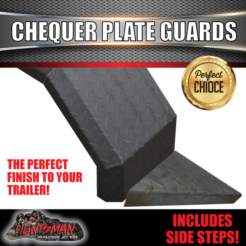 SINGLE AXLE 250M GUARDS & STEPS-CHEQUER PLATE STEEL