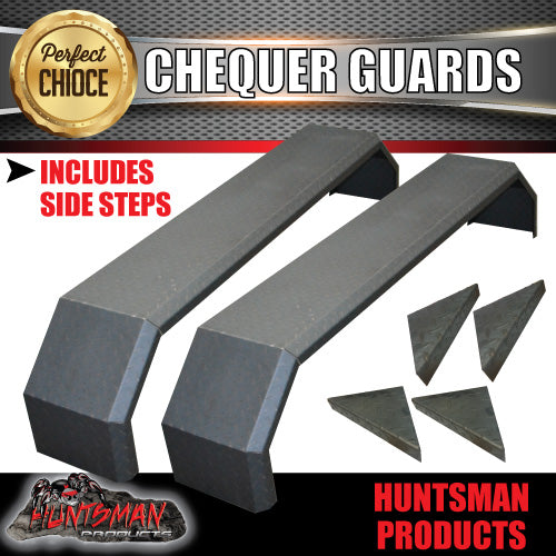 TANDEM 330MM GUARDS & STEPS - OFF ROAD - CHEQUER PLATE - SLIPPER SPRINGS