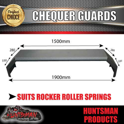 TANDEM 330MM GUARDS - OFF ROAD - CHEQUER PLATE - ROCKER ROLLER SPRINGS