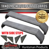 TRAILER GUARDS- TANDEM- 250mm WIDE- CHEQUER PLATE- SLIPPER SPRINGS- WITH STEPS