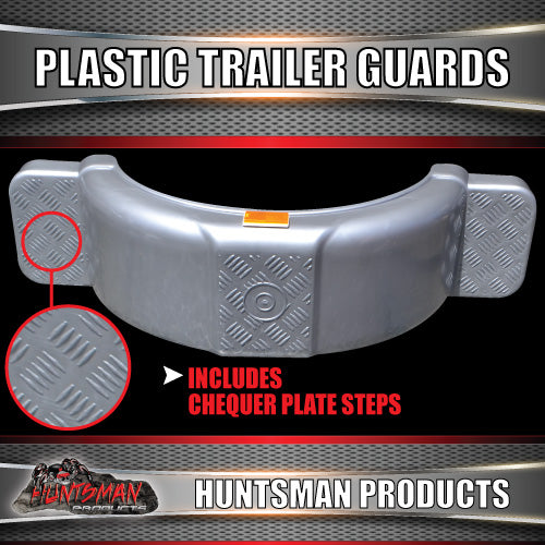 x2 Boat Trailer Grey Plastic Trailer Mudguard & Steps Suit 13" or 14" Wheels