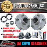 X2 galvanised Boat Trailer Lazy hubs suit HT Holden 5/108 PCD KOYO LM Holden bearings