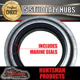 X2 Galvanised Boat Trailer Caravan Hubs suit Holden HT 5/108 PCD & S/L Bearings. Marine Seals