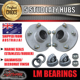 x2 Galvanised Boat Trailer Lazy hubs Commodore 5/120 PCD & LM bearings. Marine Seals