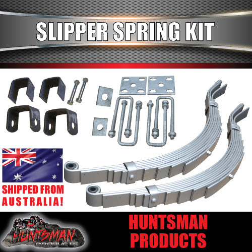 7 Leaf 1350kg Galvanised / Dacromet 45mm Trailer Slipper springs U Bolt & Hanger Kit