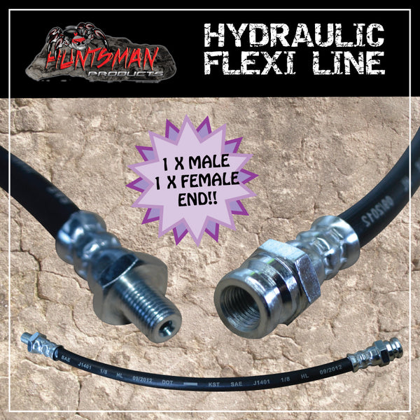 1x TRAILER HYDRAULIC RUBBER FLEXI BRAKE HOSE. 400MM. MALE/FEMALE.