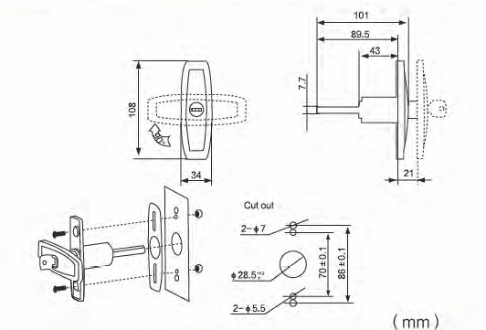 x8 Slim T Handle Pop Up Lock Latch for Trailer 4x4 Ute Caravan Canopy Toolbox
