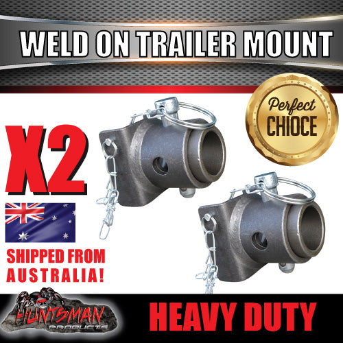 x2 Jack Stand Weld on Mount, Solid Hinge Bracket suit up to 65mm Wide Stands