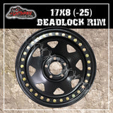 17X8 Beadlock 5 STUD BLACK JEEP WRANGLER STEEL WHEEL -25 OFFSET