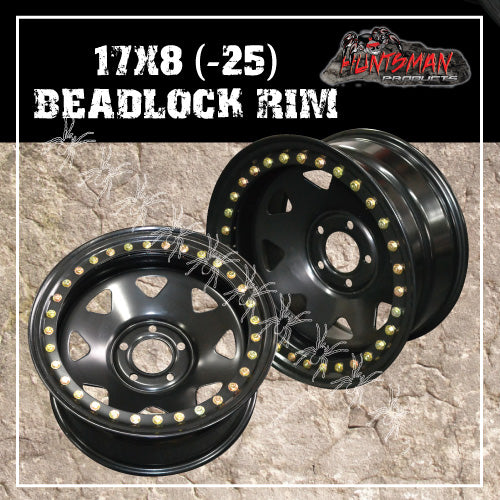 17X8 Beadlock 5 STUD BLACK JEEP WRANGLER STEEL WHEEL -25 OFFSET