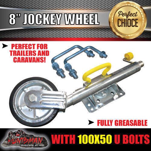 8" Trailer Caravan Swing Up Jockey Wheel & 75x50mm U bolts