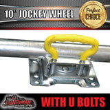 10" Trailer Caravan Swing Up Jockey Wheel & 75x50mm U bolts. 1000Kg Rated