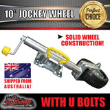 10" Trailer Caravan Swing Up Jockey Wheel & 50x50mm U bolts. 1000Kg Rated