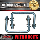 10" Trailer Caravan Swing Up Jockey Wheel & 100x50mm U bolts. 1000Kg Rated
