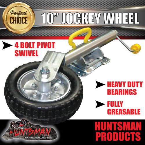 10" TRAILER CARAVAN JOCKEY WHEEL.  SWING UP. SOLID WHEEL. 1000kg rated