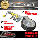 8" TRAILER CARAVAN JOCKEY WHEEL. 750KG. SWING UP