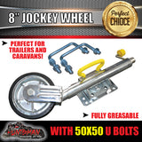 8" Trailer Caravan Swing Up Jockey Wheel & 50x50mm U bolts