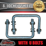8" Trailer Caravan Swing Up Jockey Wheel & 75x50mm U bolts