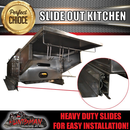 Stainless Steel Camper Trailer Caravan Slide Out Kitchen. 2 Drawers, Sink Tap