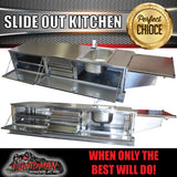 Stainless Steel Camper Trailer Caravan Slide Out Kitchen. 2 Drawers, Sink Tap
