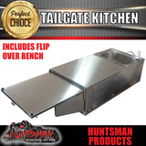 304 Stainless Steel Camper Trailer Caravan Tailgate Kitchen. LHS Sink Solid Back